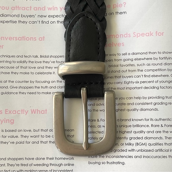 BLack color Woven 100% genuine Leather Belt gorgeous Leather Belt Size: 36/90 - Picture 10 of 15